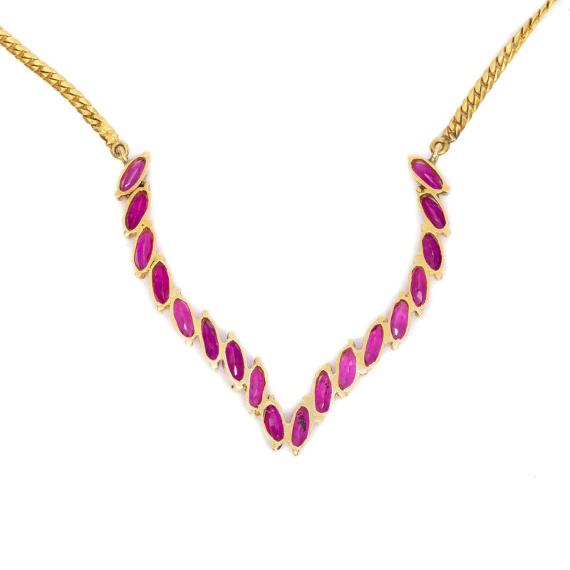 23ct Yellow Gold Natural Ruby Necklace 45cm #52797