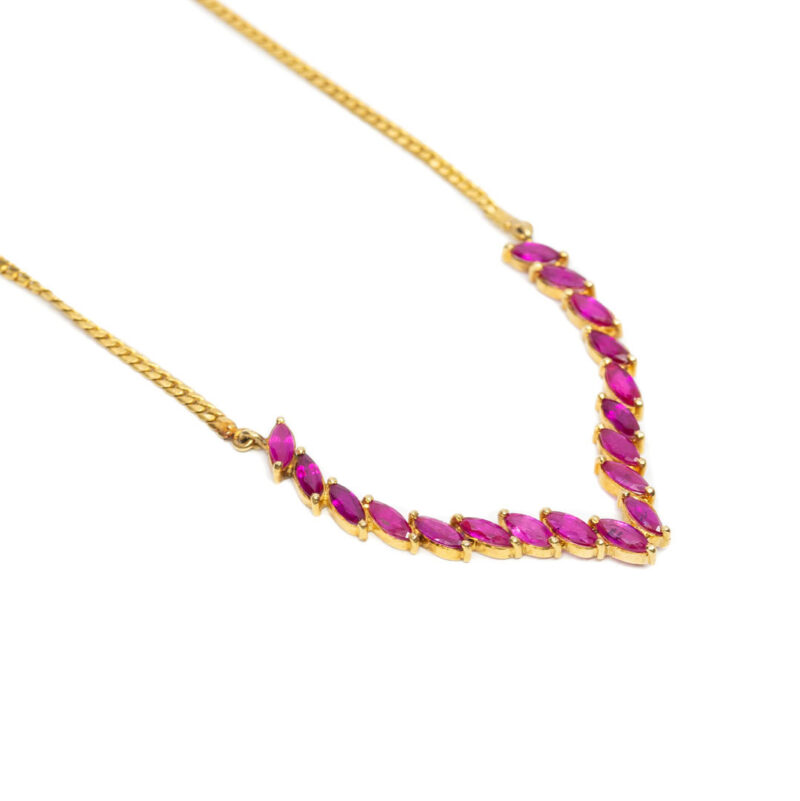 23ct Yellow Gold Natural Ruby Necklace 45cm #52797