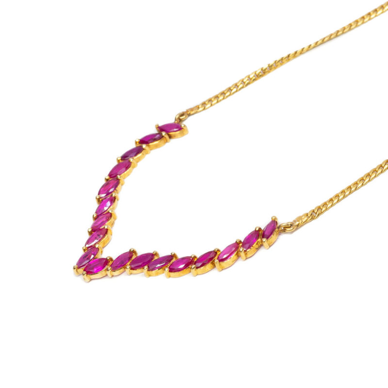 23ct Yellow Gold Natural Ruby Necklace 45cm #52797