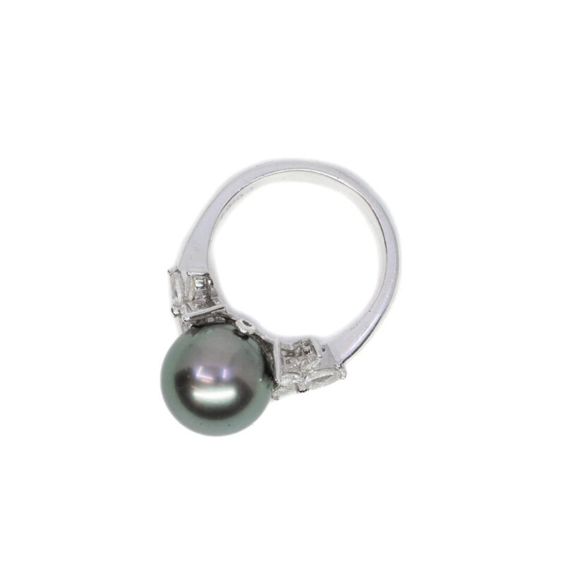 Platinum Tahitian Pearl & Diamond Ring (Val $8,800) Size K1/2 #19609