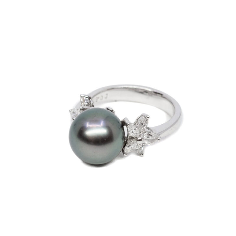 Platinum Tahitian Pearl & Diamond Ring (Val $8,800) Size K1/2 #19609