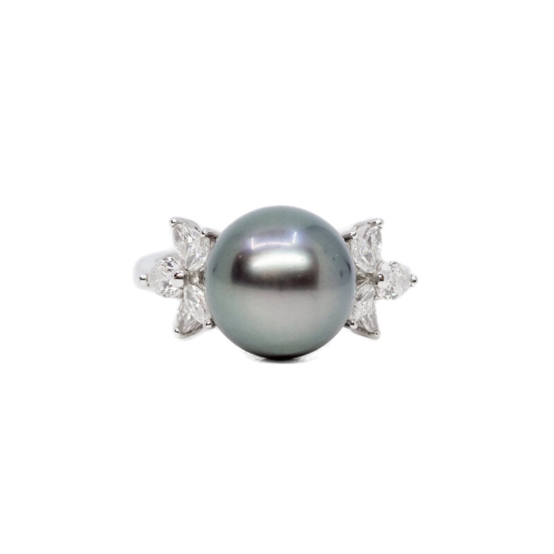 Platinum Tahitian Pearl & Diamond Ring (Val $8,800) Size K1/2 #19609