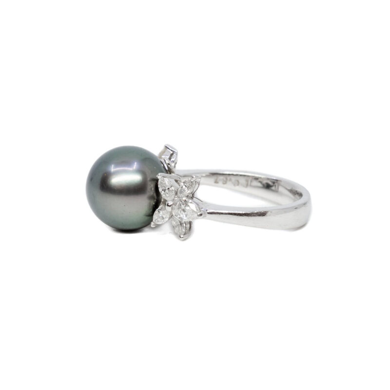 Platinum Tahitian Pearl & Diamond Ring (Val $8,800) Size K1/2 #19609