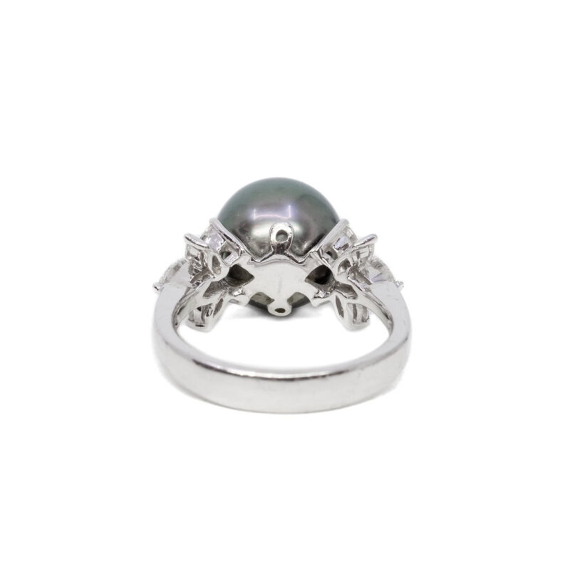 Platinum Tahitian Pearl & Diamond Ring (Val $8,800) Size K1/2 #19609