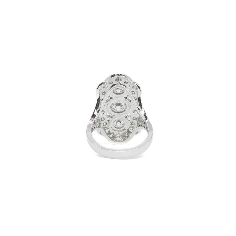 *New* Platinum 3.5ct Tw Diamond Vintage Style Cluster Ring Val $32335 Size N #40917