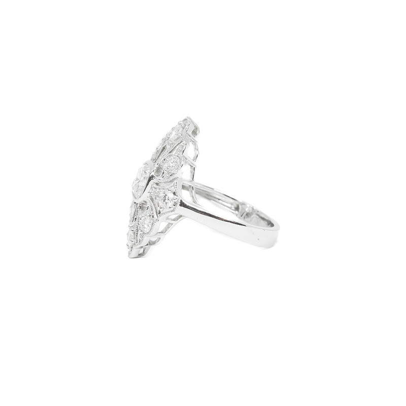 *New* 18ct White Gold 1.69ct Vintage Style Diamond Ring Val $21755 #43532