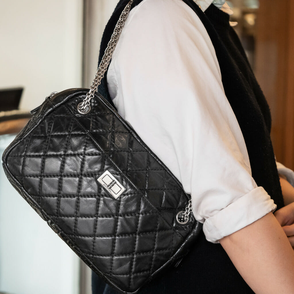 Chanel Black Lambskin Handbag Mademoiselle Clasp Circa 2008 / 2009