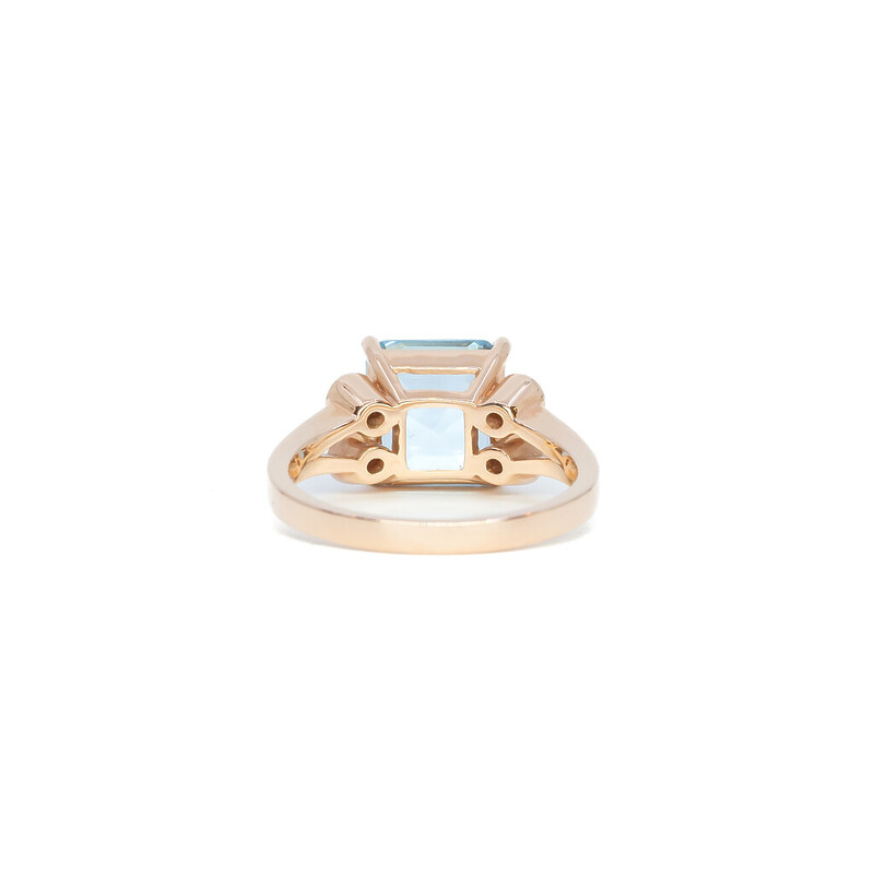 *New* 14ct Rose Gold 4.05ct Aquamarine & 0.32ct Diamond Cocktail Ring Val $7100 #51747