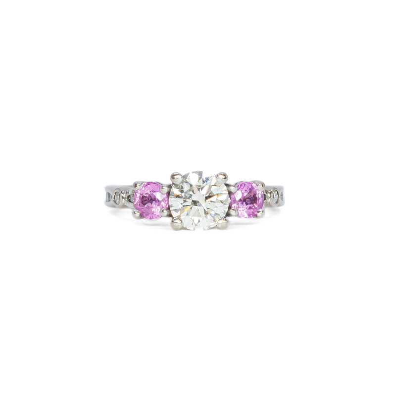 18ct White Gold 1.0ct Diamond & Pink Sapphire Ring GIA Val $24324 #57251