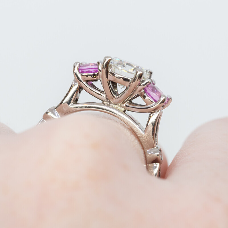 18ct White Gold 1.0ct Diamond & Pink Sapphire Ring GIA Val $24324 #57251
