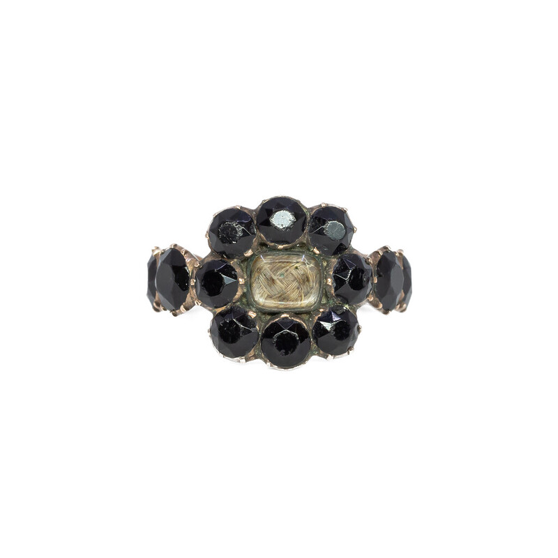 Antique Rose Gold & Black Onyx Mourning Ring C/1818 Size N #53445