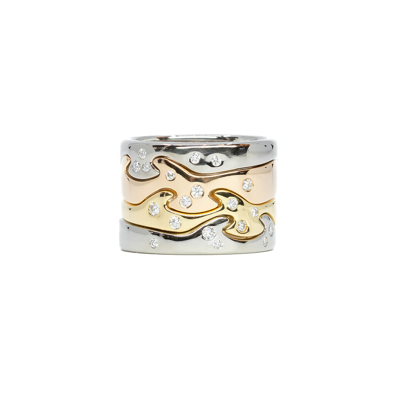 Georg Jensen 4 piece 18ct Gold Diamond Fusion Ring Set #59312