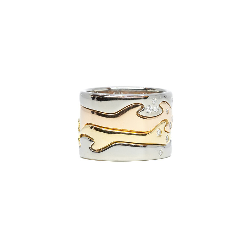 Georg Jensen 4 piece 18ct Gold Diamond Fusion Ring Set #59312