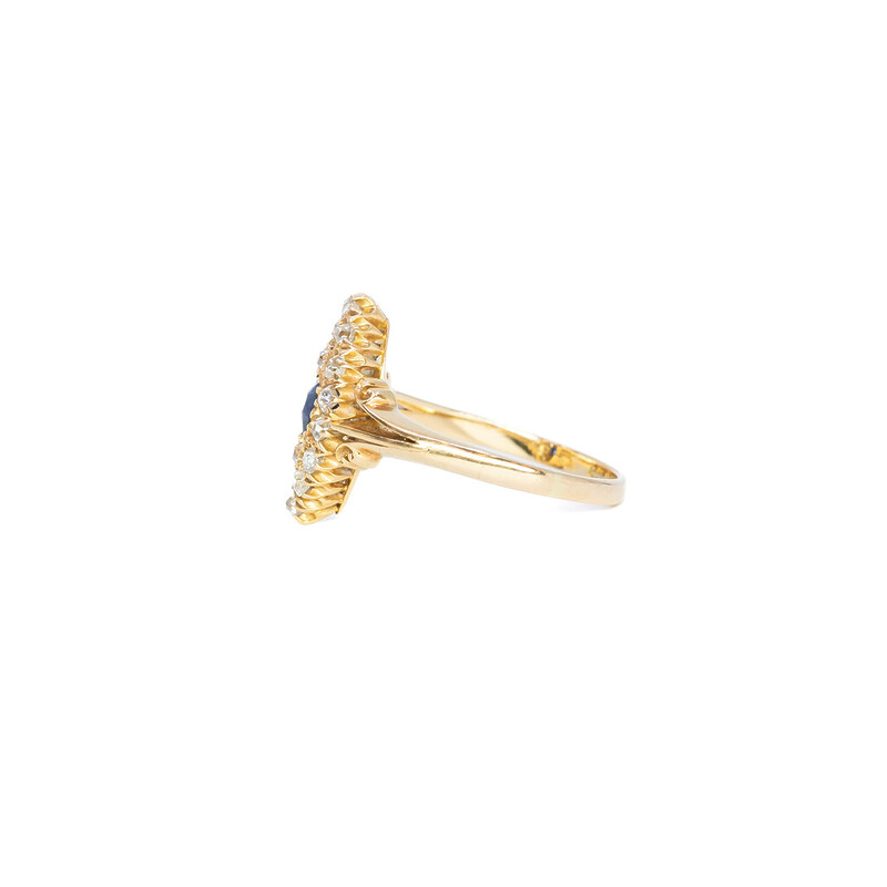 18ct Yellow Gold Antique Sapphire & Diamond Ring Val $4800 Size J1/2 #910208