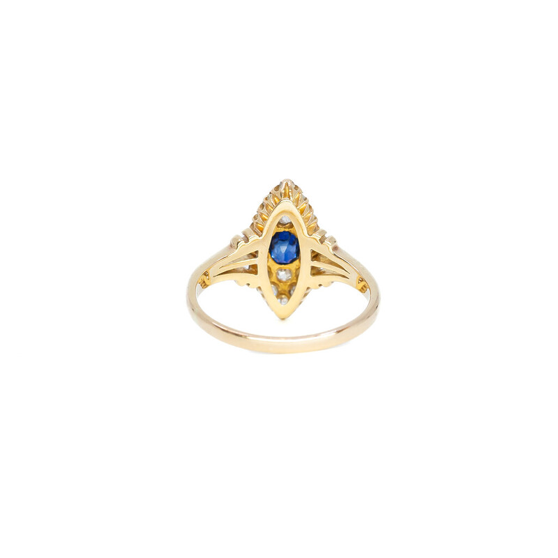 18ct Yellow Gold Antique Sapphire & Diamond Ring Val $4800 Size J1/2 #910208
