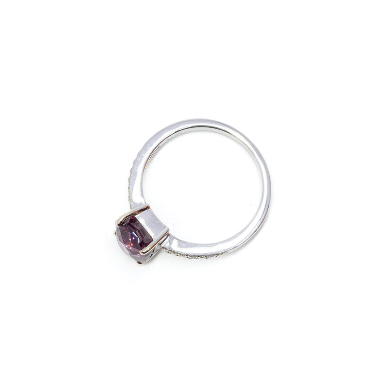 18ct White Gold Red Spinel & Diamond Ring Val $4100 Size M 1/2 #58945
