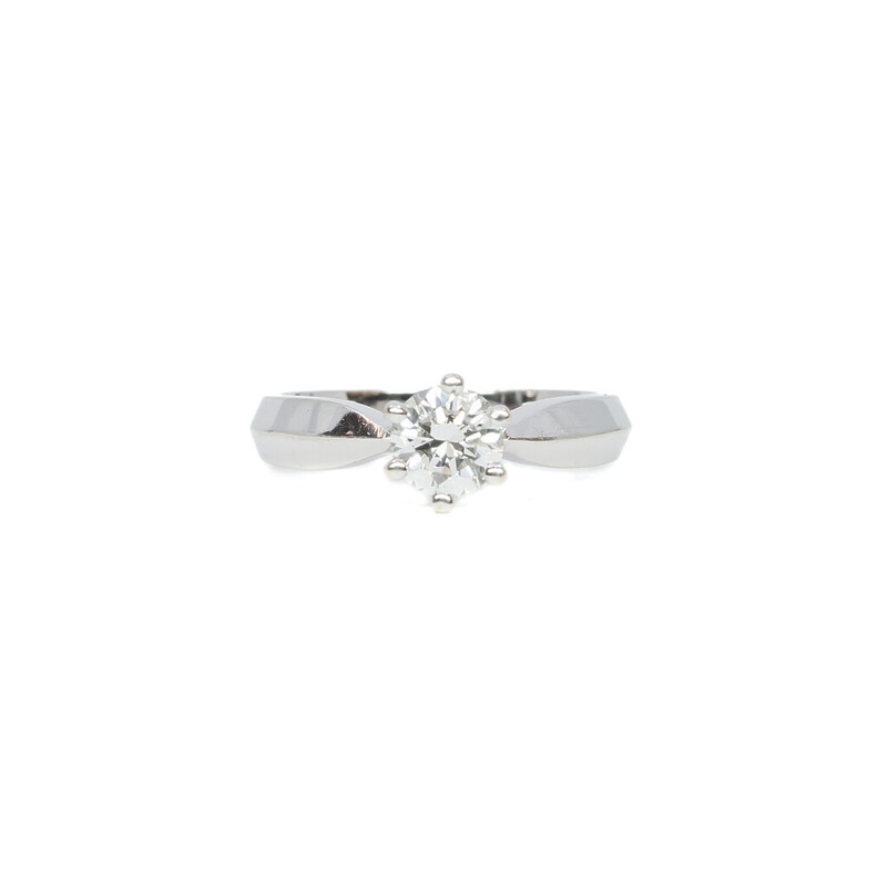 18ct White Gold 0.65ct Diamond Solitaire Engagement Ring Val $7285 Size J #8639