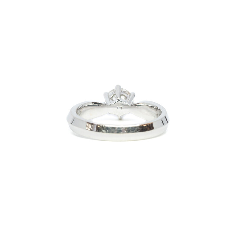 18ct White Gold 0.65ct Diamond Solitaire Engagement Ring Val $7285 Size J #8639