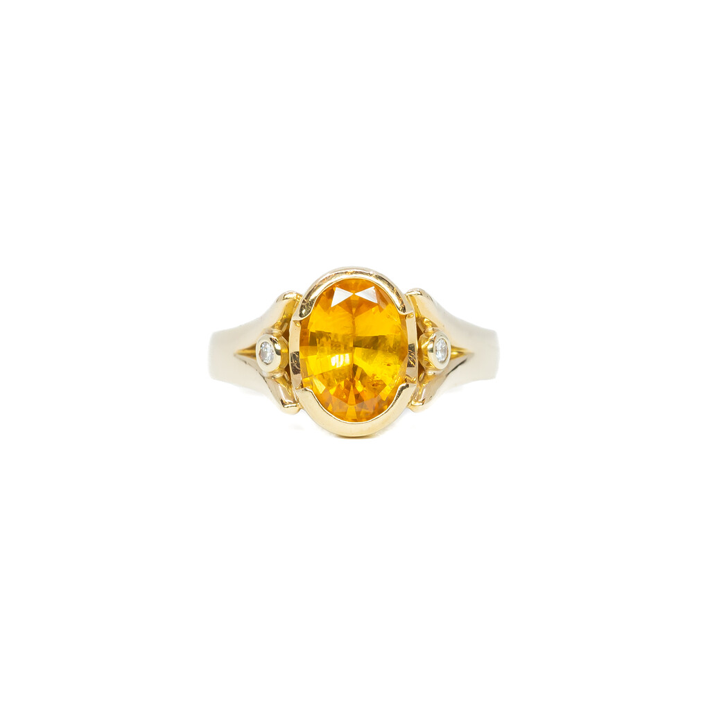 18ct Gold 1.9ct Yellow Sapphire & Diamond Ring Val $5800 Size L #27439