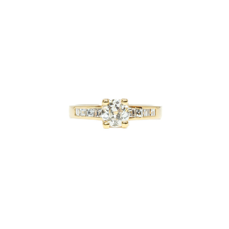 18ct Yellow Gold 0.58ct (+.4ct) European Cut Diamond Engagement Ring Val $7150 #55089