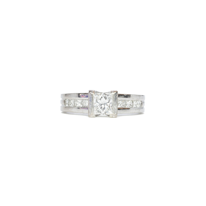 18ct White Gold 0.71ct Princess Cut GIA + 0.4ct Diamond Ring Val $10250 #29952
