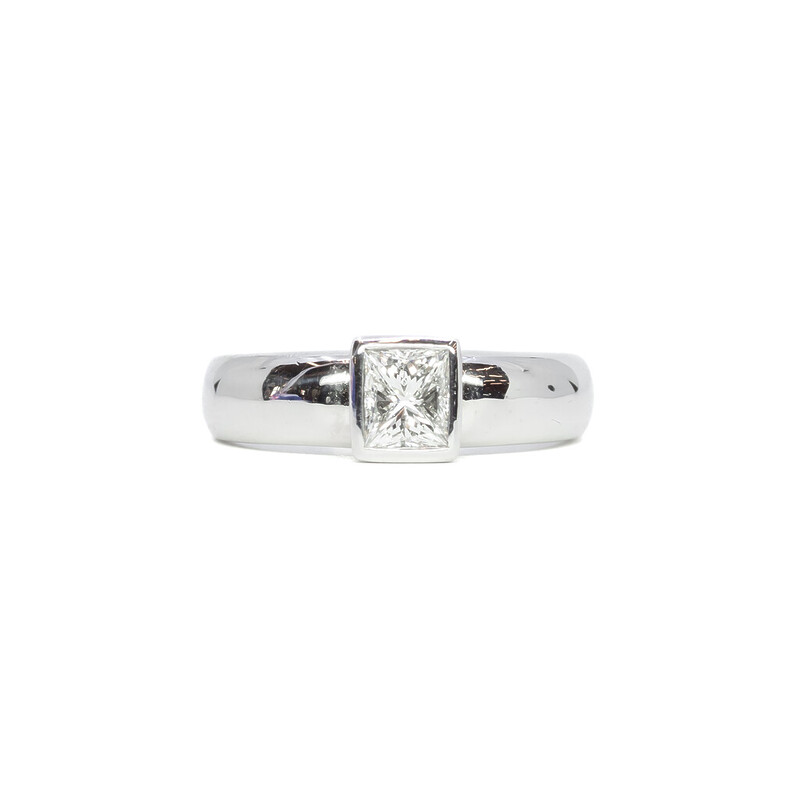 14ct White Gold 0.80ct Radiant Cut Diamond Ring Size N Val $8840 #51602