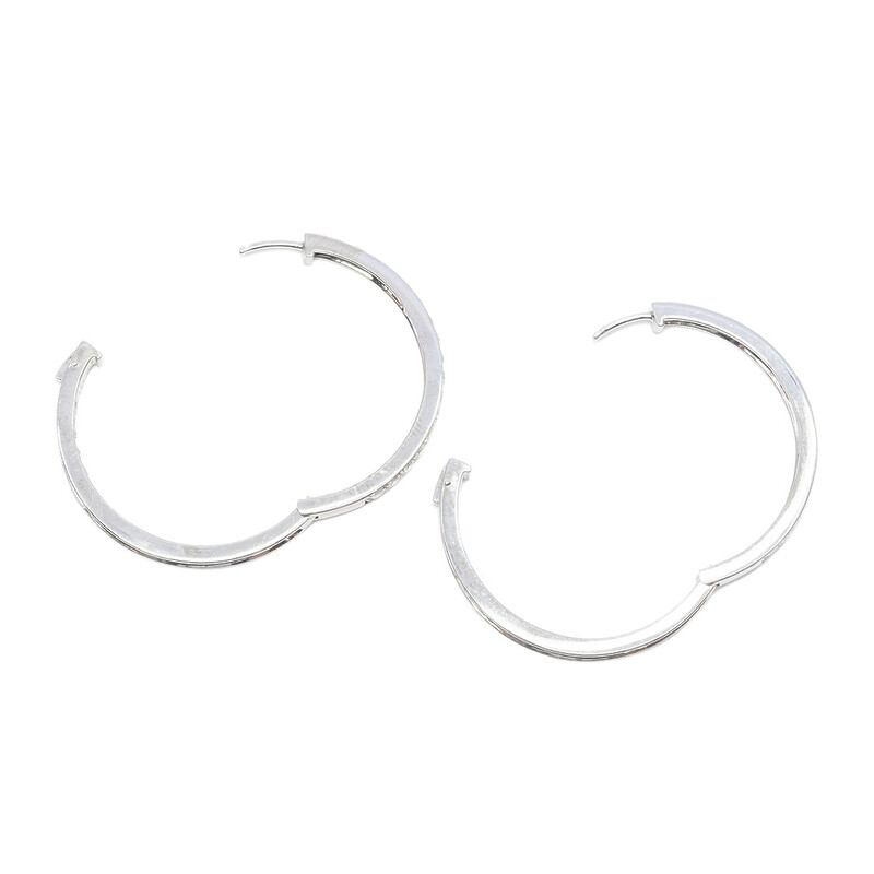 18ct White Gold 3.2ct TW Diamond Hoop Earrings Val $12970 #57113