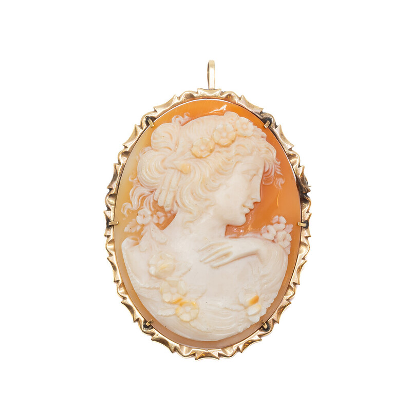 14ct Yellow Gold Cameo Brooch / Pendant #1000005