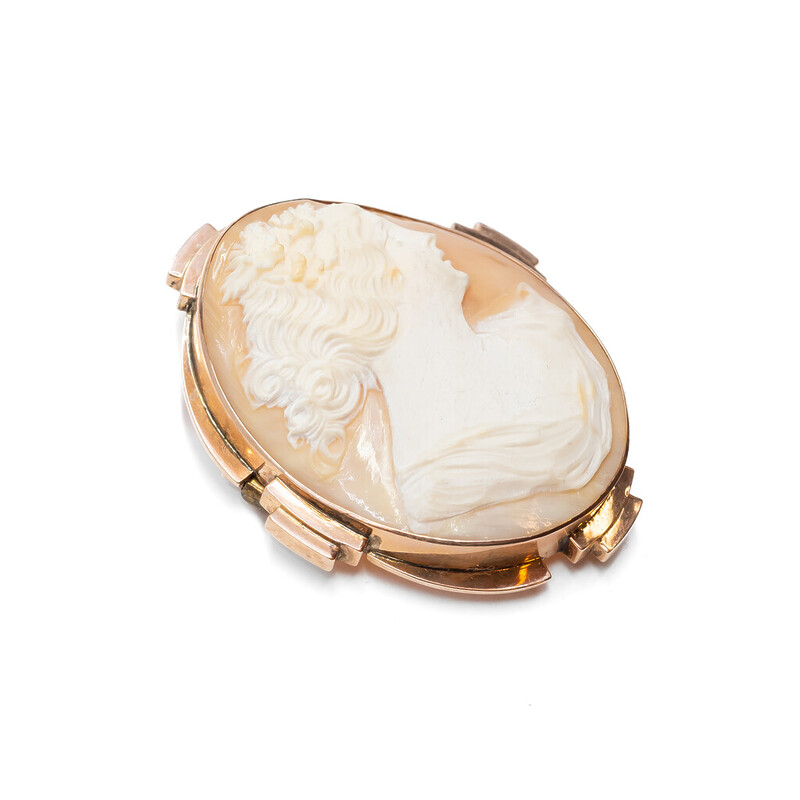 Art Deco 9ct Yellow Gold Cameo Brooch #43584