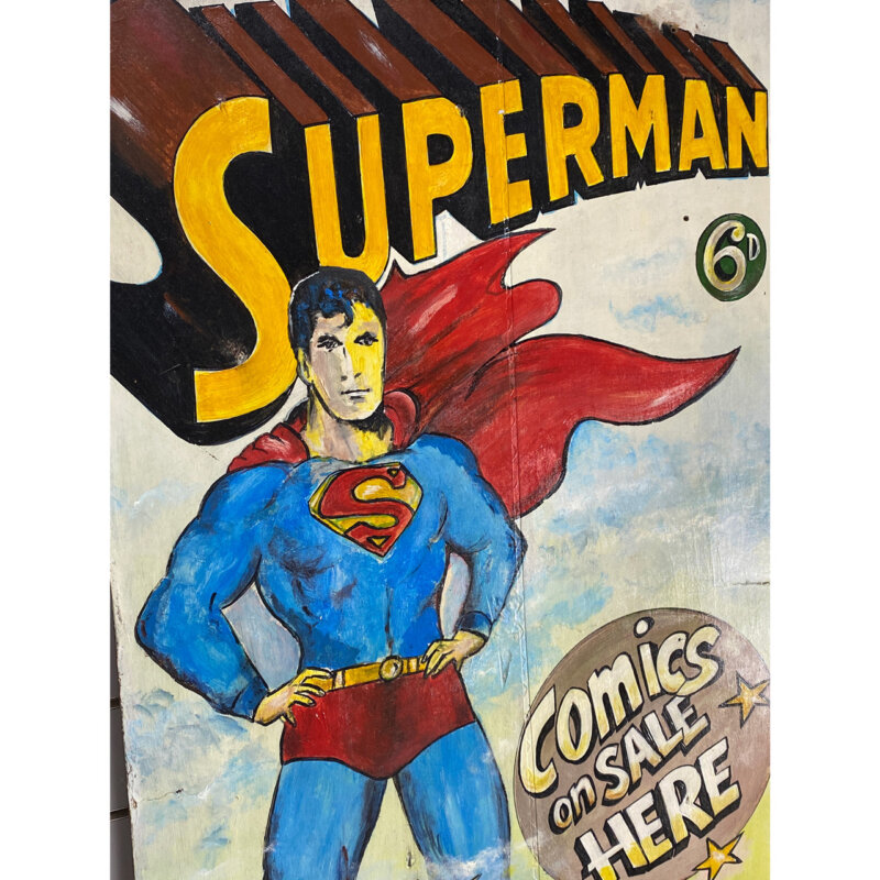 Genuine Vintage Superman Hand Painted Comic Book Shop Display #45964