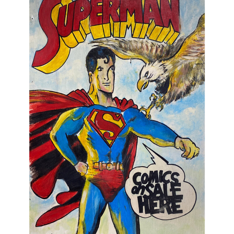 Genuine Vintage Hand Painted Superman Comic Book Shop Display #45963