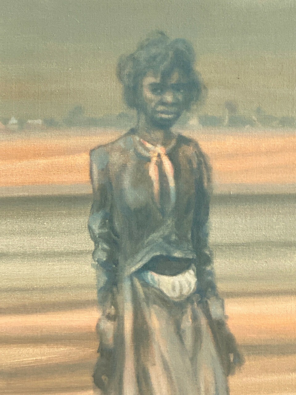 THOMAS (TOM) MCAULAY (1946 - ) OIL ON BOARD - ABORIGINAL GIRL PAINTING #3914