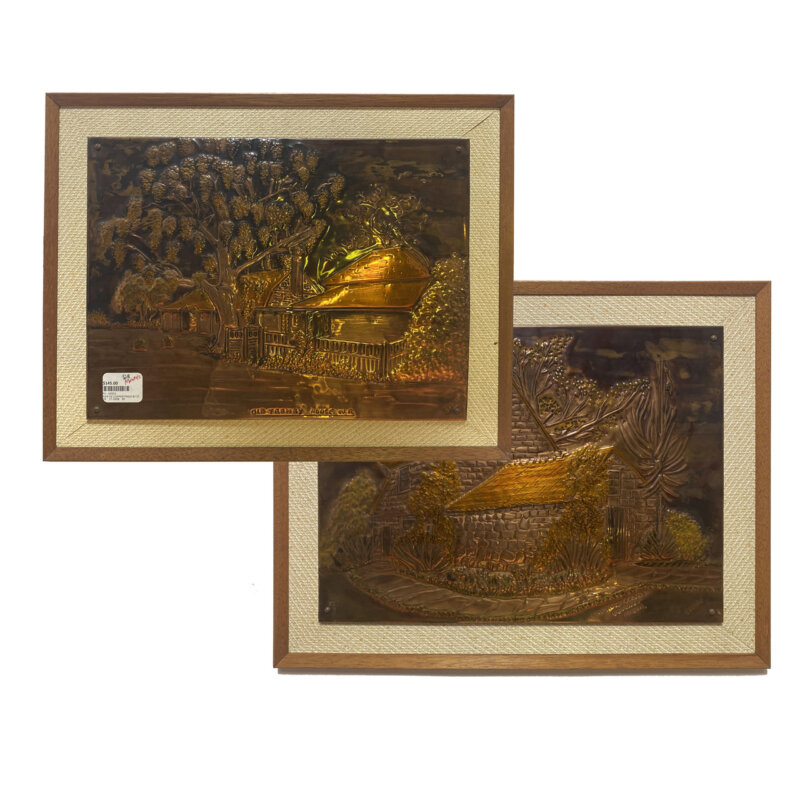 Pair of Copper Press by Stone Paintings / Artwork #43553