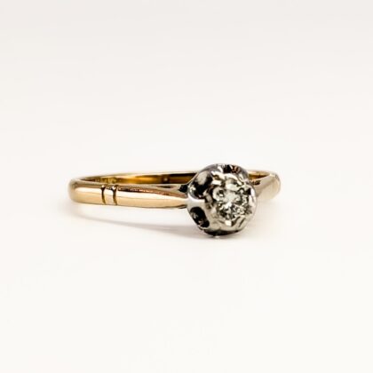 Vintage 18ct Yellow Gold & Platinum Diamond Solitaire Ring - Size K 1/2 #4587