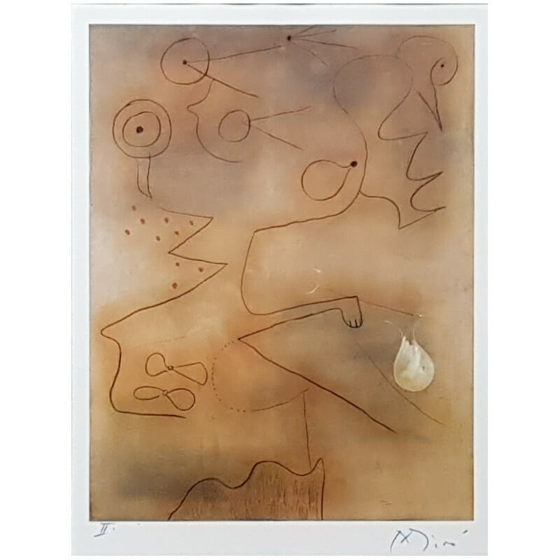 JOAN MIRO (1893-1983) ABSTRACT II LITHOGRAPH - HAND SIGNED WITH COA #46622