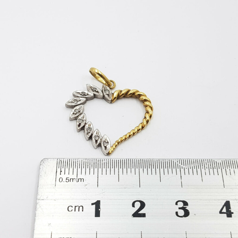 9ct 2-Tone Gold Love Heart Diamond Pendant #56519