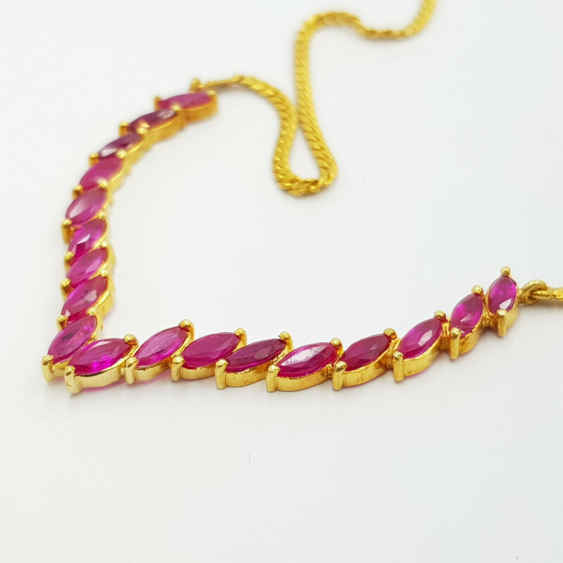23ct Yellow Gold Natural Ruby Necklace 45cm #52797