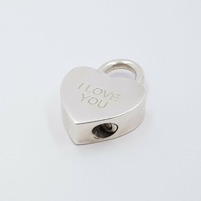 Tiffany & Co I Love You Heart Padlock Sterling Silver Pendant #56960-1