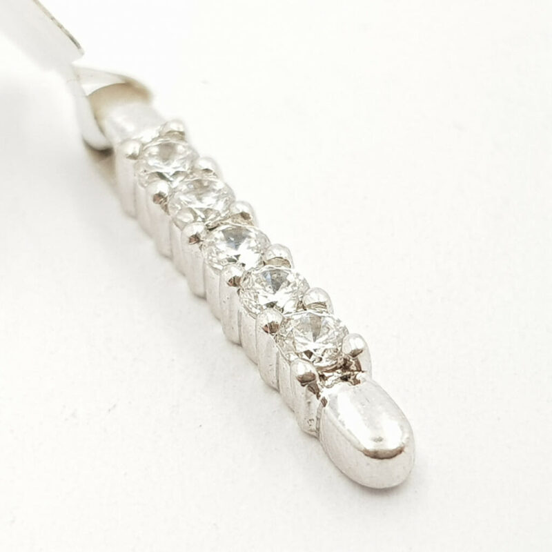 9ct White Gold 5 Stone Drop Bar Pendant 375 #56462