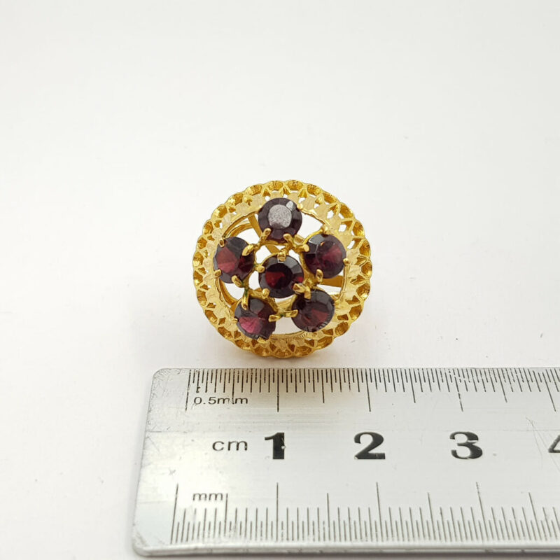 21ct Yellow Gold Garnet Dome Stud Earrings #56423