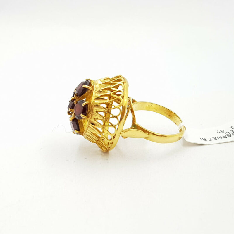 21ct Yellow Gold Garnet Dome Cocktail Ring Size J #56421