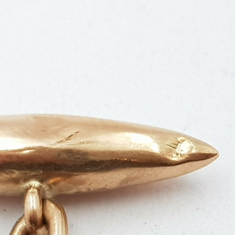 Antique 9ct Rose Gold Shield Cufflinks Engraved Letter M #57084