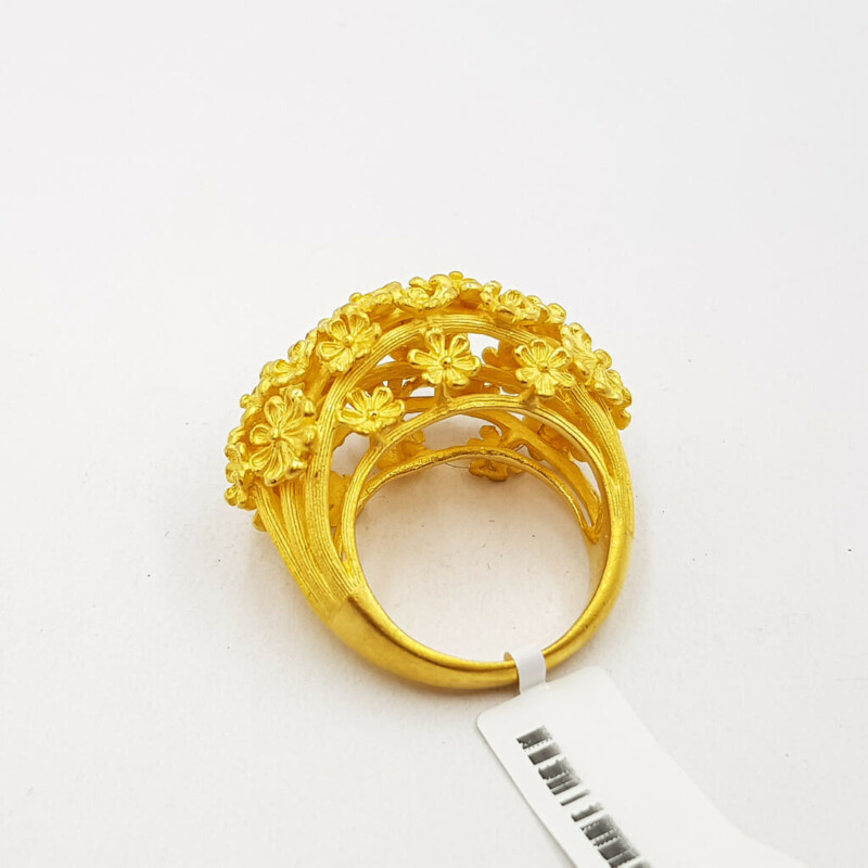 24ct Yellow Gold Flower Cluster Dome Ring Size M #57746