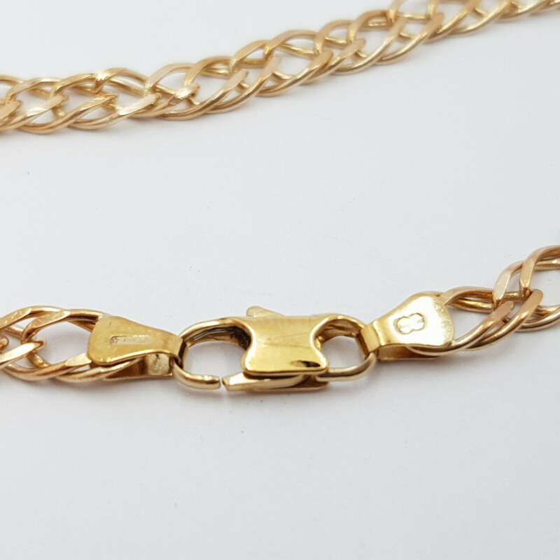9ct 18.5cm Yellow Gold Double Curb Bracelet #57692