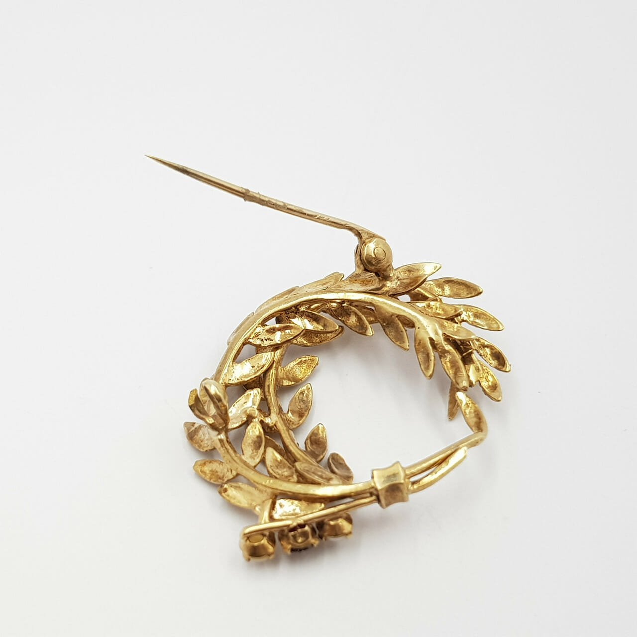 Vintage / Antique 9ct Yellow Gold Pearl & Garnet Brooch Wreath / Branch #55360 Vintage / Antique 9ct Yellow Gold Pearl & Garnet Brooch Wreath / Branch #55360 - Image 8