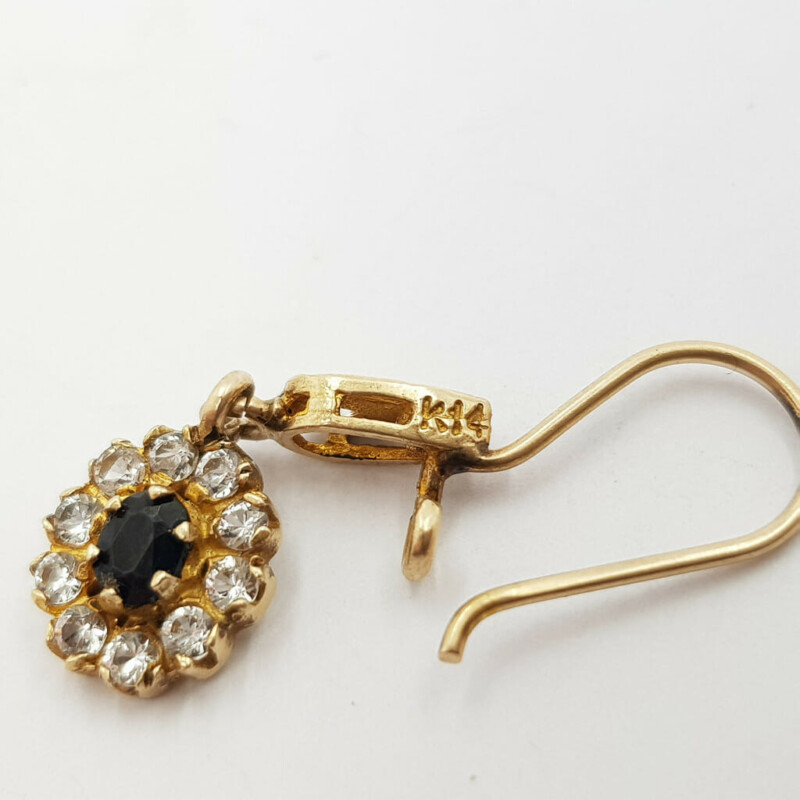 Single Vintage 14ct Sapphire Drop Earring #57117