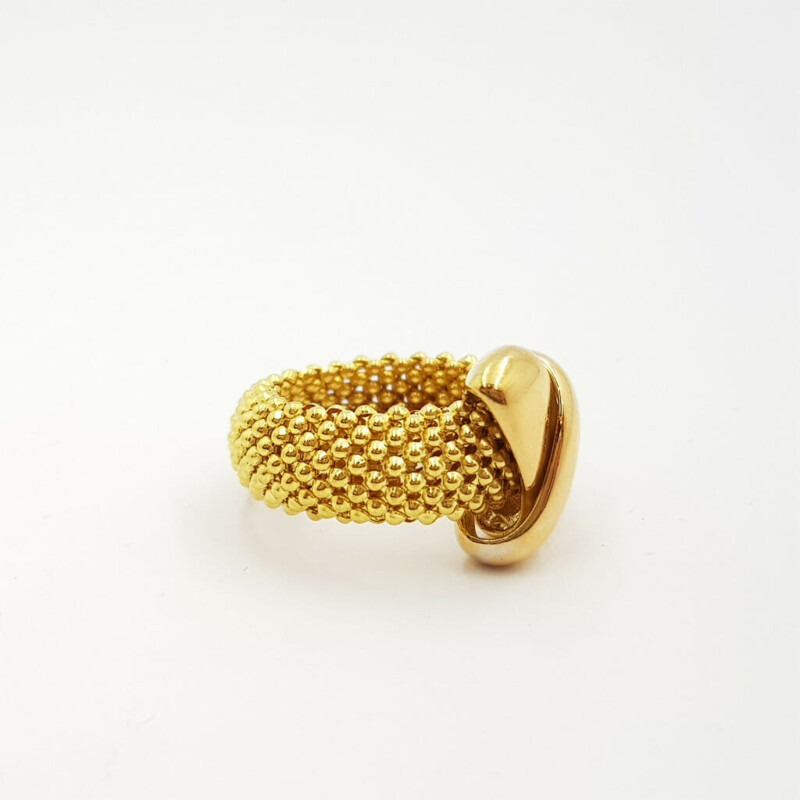 22ct Yellow Gold Weave Link Mesh Band Ring Size K #57927