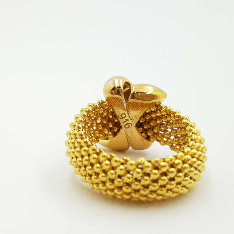 22ct Yellow Gold Weave Link Mesh Band Ring Size K #57927