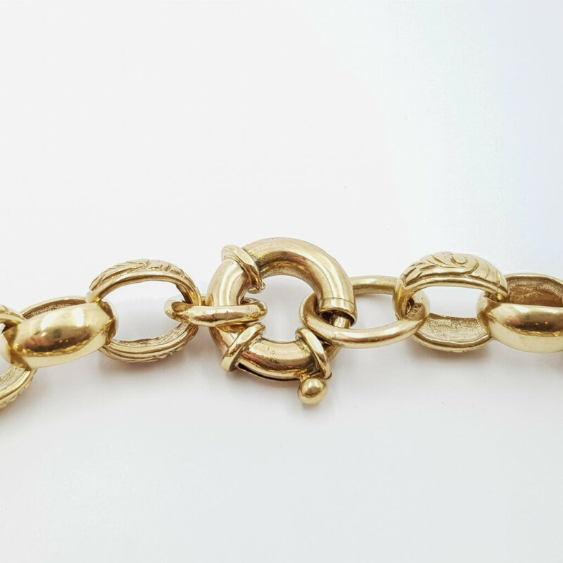 9ct Yellow Gold Oval Belcher Eurobolt Clasp Bracelet 20cm #56014