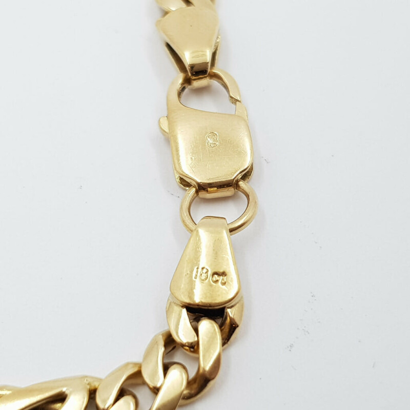 18ct Yellow Gold Figaro Link Bracelet 18.5cm #58274